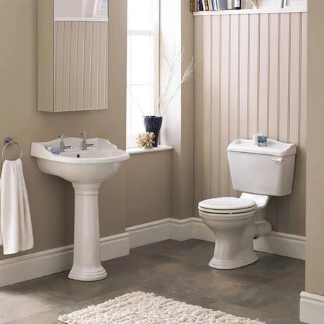 Monaco Traditional Basin + Pedestal (2 Tap Hole - Various Sizes) 2 Monaco Traditional Basin + Pedestal (2 Tap Hole - Various Sizes) - Image 2