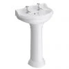 Monaco Traditional Basin + Pedestal (2 Tap Hole - Various Sizes)