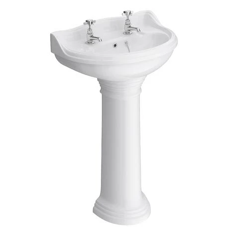 Monaco Traditional Basin + Pedestal (2 Tap Hole - Various Sizes) 1 Monaco Traditional Basin + Pedestal (2 Tap Hole - Various Sizes)