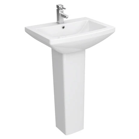 Monza Square 550 1TH Basin + Pedestal 1 Monza Square 550 1TH Basin + Pedestal