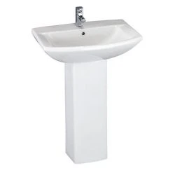 Nuie Asselby 1 Tap Hole Ceramic Basin + Pedestal Set