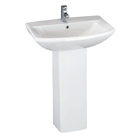 Nuie Asselby 1 Tap Hole Ceramic Basin + Pedestal Set 1 Nuie Asselby 1 Tap Hole Ceramic Basin + Pedestal Set