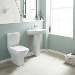 Nuie Ava 545mm 1TH Basin & Pedestal - NCG400 -Victorian Plumbing Store NCG450 D1N 460