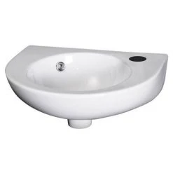 Nuie - Round 450mm Wall Hung Cloakroom Basin - 1 Tap Hole - NCU942