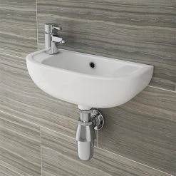 Nile Compact 455 x 205mmm Wall Hung Cloakroom Basin