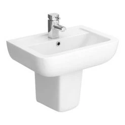 Pro 600 Basin + Semi Pedestal (560mm Wide - 1 Tap Hole) -Victorian Plumbing Store P600BSP D2 460