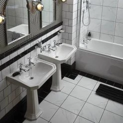 Heritage - Granley Deco 2TH Basin & Pedestal -Victorian Plumbing Store PGDW05 PGRW09 D2 460