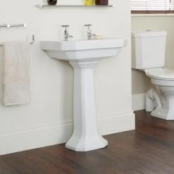 Heritage - Granley Deco 55cm 2TH Basin & Tall Pedestal -Victorian Plumbing Store PGDW06 PGRW09 D2 460 1