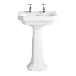 Heritage - Granley Deco 55cm 2TH Basin & Tall Pedestal