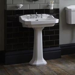 Heritage - Granley Standard Basin & Tall Pedestal - Various Tap Hole Options -Victorian Plumbing Store PGRW051 PGRW09 D2 460 1