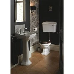 Heritage - Granley Cloakroom Basin & Pedestal - 1 or 2 Tap Hole Options -Victorian Plumbing Store PGRW07 PGRW09 D2 460