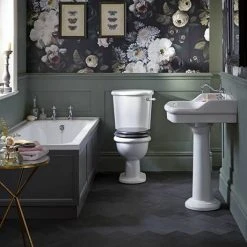 Heritage - New Victoria 3TH Standard Basin & Pedestal -Victorian Plumbing Store PVEW063 PVEW10 D5 460