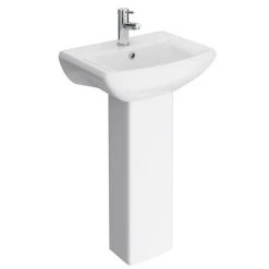 Nuie Asselby Cloakroom Basin 1TH with Pedestal (500 x 375mm)
