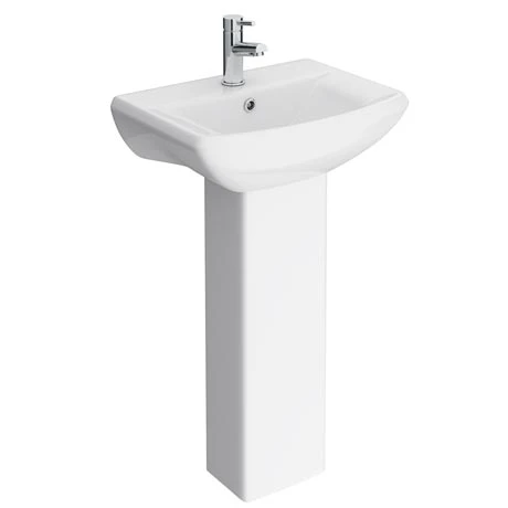 Nuie Asselby Cloakroom Basin 1TH with Pedestal (500 x 375mm) 1 Nuie Asselby Cloakroom Basin 1TH with Pedestal (500 x 375mm)