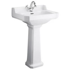 Nuie Carlton 1 Tap Hole Traditional Basin + Pedestal (Various Size Options)