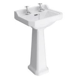 Nuie Carlton Traditional Basin + Pedestal (2 Tap Hole - Various Sizes)
