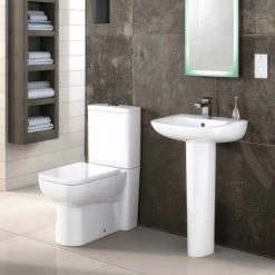 Nuie Renoir Compact Basin & Full Pedestal - 1 Tap Hole -Victorian Plumbing Store Premier Renoir Compact Basin Full Pedestal detail2 460