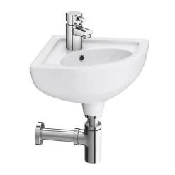 RAK Compact Corner Basin - 1 or 2 Tap Hole Option -Victorian Plumbing Store RAK Compact Corner Basin n detail1 460