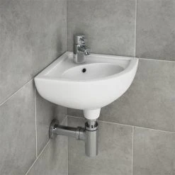 RAK Compact Corner Basin - 1 or 2 Tap Hole Option