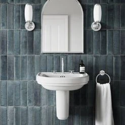 Burlington Riviera 580mm D-Shape Basin + Semi Pedestal -Victorian Plumbing Store RIV4 NTH RIV7 D2 460