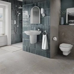 Burlington Riviera 580mm D-Shape Basin + Semi Pedestal -Victorian Plumbing Store RIV4 NTH RIV7 D3 460