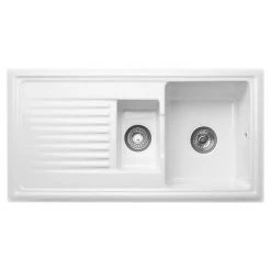 Reginox Traditional White Ceramic 1.5 Kitchen Sink + Mixer Tap -Victorian Plumbing Store RL301 ELBE n d3 460