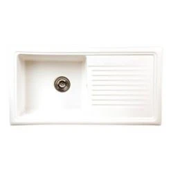 Reginox White Ceramic 1.0 Bowl Kitchen Sink + Mixer Tap -Victorian Plumbing Store RL304CW ELBE nw d3 460