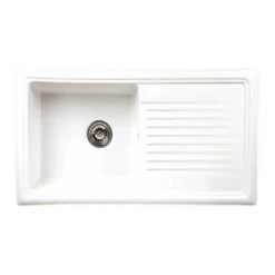 Reginox White Ceramic 1.0 Bowl Kitchen Sink - RL304CW -Victorian Plumbing Store RL304CW n d3 460