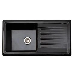 Reginox Traditional Black Ceramic 1.0 Bowl Kitchen Sink -Victorian Plumbing Store RL404CB N D2 460
