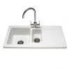 Reginox Contemporary White Ceramic 1.5 Bowl Kitchen Sink - RL501CW