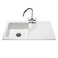 Reginox Contemporary White Ceramic 1.0 Bowl Kitchen Sink - RL504CW