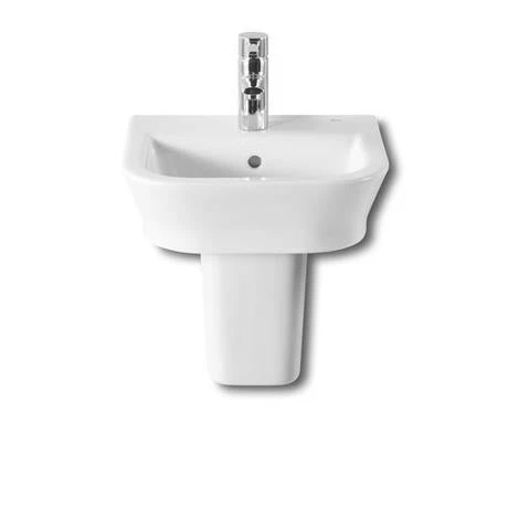 Roca - The Gap 450mm 1 tap hole cloakroom basin with semi pedestal 1 Roca - The Gap 450mm 1 tap hole cloakroom basin with semi pedestal