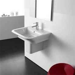 Roca - The Gap 550mm 1 tap hole basin with semi pedestal -Victorian Plumbing Store Roca The Gap 550mm 1 tap hole basin with semi pedestal D2 375