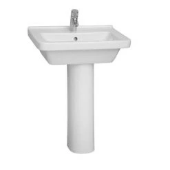 VitrA - S50 Square Washbasin & Pedestal - 1 Tap Hole - Various Size Options