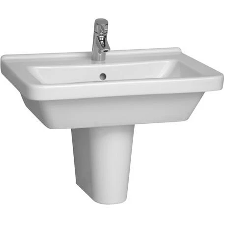 VitrA - S50 Square Washbasin & Half Pedestal - 1 Tap Hole - Various Size Options 1 VitrA - S50 Square Washbasin & Half Pedestal - 1 Tap Hole - Various Size Options