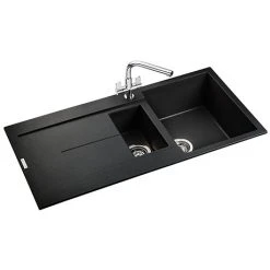 Rangemaster Scoria 1000 x 500mm Igneous Granite Ash 1.5 Bowl Inset Sink - SCO1052AS