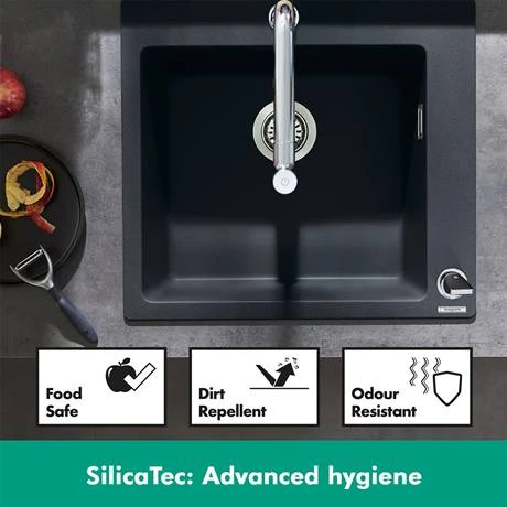 Hansgrohe S510-U635 1.5 Bowl Undermount Kitchen Sink - Graphite Black - 43433170 5 Hansgrohe S510-U635 1.5 Bowl Undermount Kitchen Sink - Graphite Black - 43433170 - Image 5