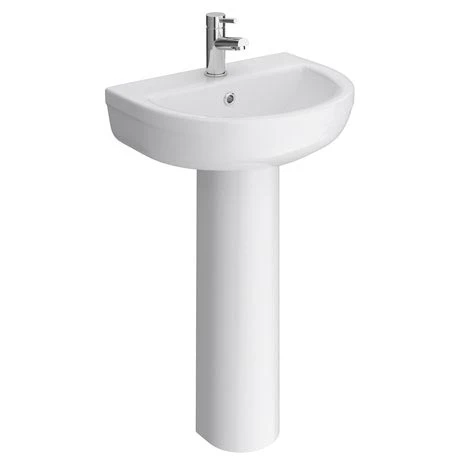 Sofia Modern Basin with Full Pedestal (1 Tap Hole - Various Sizes) 1 Sofia Modern Basin with Full Pedestal (1 Tap Hole - Various Sizes)