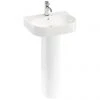 Britton Bathrooms Trim 500mm 1TH Basin with Full Pedestal