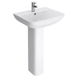 Toreno Square Basin 550mm Round 1 TH Basin + Full Pedestal