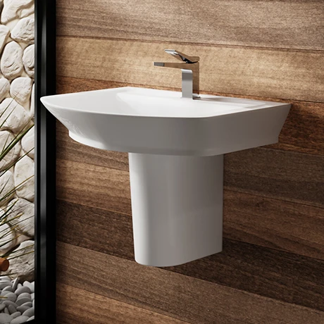 Hudson Reed Maya Basin 1TH + Semi Pedestal (3 Size Options) 1 Hudson Reed Maya Basin 1TH + Semi Pedestal (3 Size Options)