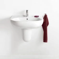 Villeroy and Boch O.novo 1TH Basin + Semi Pedestal -Victorian Plumbing Store VBNV45BASSP D2 460