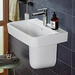 Villeroy and Boch O.novo Square 1TH Washbasin + Semi Pedestal