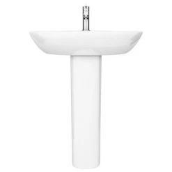 Venice Modern Corner Basin + Pedestal (1 Tap Hole) -Victorian Plumbing Store VCRNBP D2 460