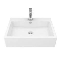 Kyoto Large Rectangular 600 x 460mm 1TH Wall Hung Basin -Victorian Plumbing Store VES132 n d1 460
