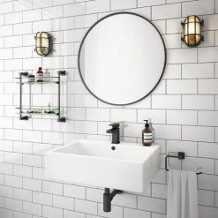 Kyoto Large Rectangular 600 x 460mm 1TH Wall Hung Basin -Victorian Plumbing Store VES132 d4 460