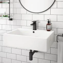Kyoto Large Rectangular 600 x 460mm 1TH Wall Hung Basin