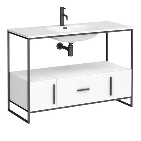 Venice 1200 Black Frame Basin Washstand incl. Solid Stone Basin 2 Venice 1200 Black Frame Basin Washstand incl. Solid Stone Basin - Image 2