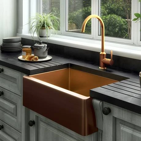 Venice Brushed Copper Belfast Stainless Steel Kitchen Sink + Waste 3 Venice Brushed Copper Belfast Stainless Steel Kitchen Sink + Waste - Image 3