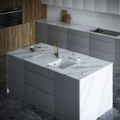 Venice 1.0 Bowl Matt White Composite Kitchen Sink + Chrome Waste -Victorian Plumbing Store VSNK101 D3 460